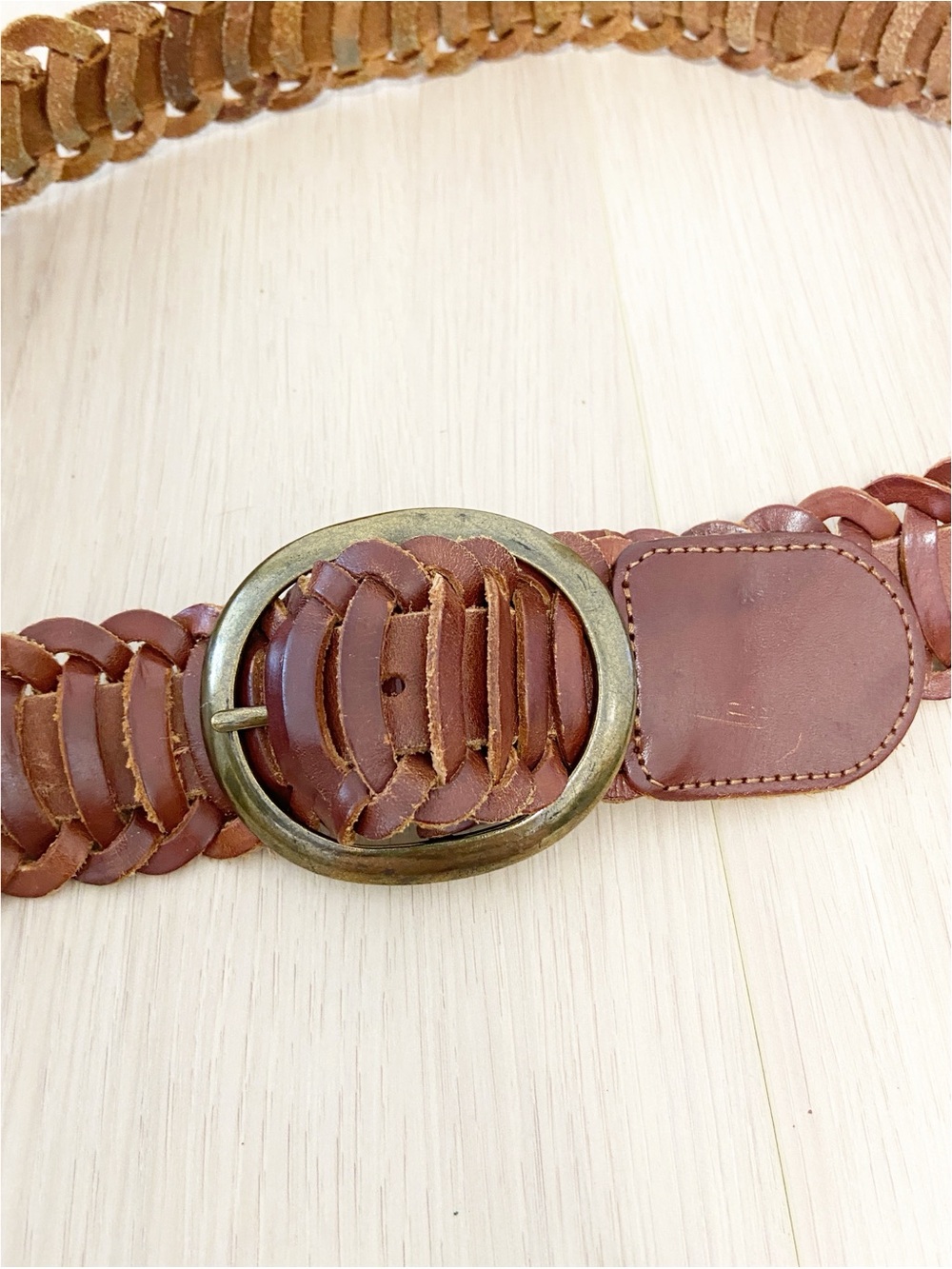 Vintage Gap 1980/90's woven braided leather belt brown - Picture 2 of 5